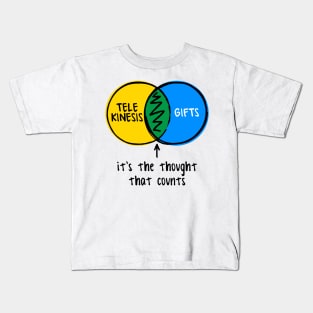 funny Venn diagram – it's the thought that counts (telekinesis and gifts) Kids T-Shirt